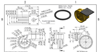 Heavy Duty Extra Large Brass Castor