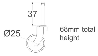 Chrome Castor Grip Neck with Rubber Tyre and Socket