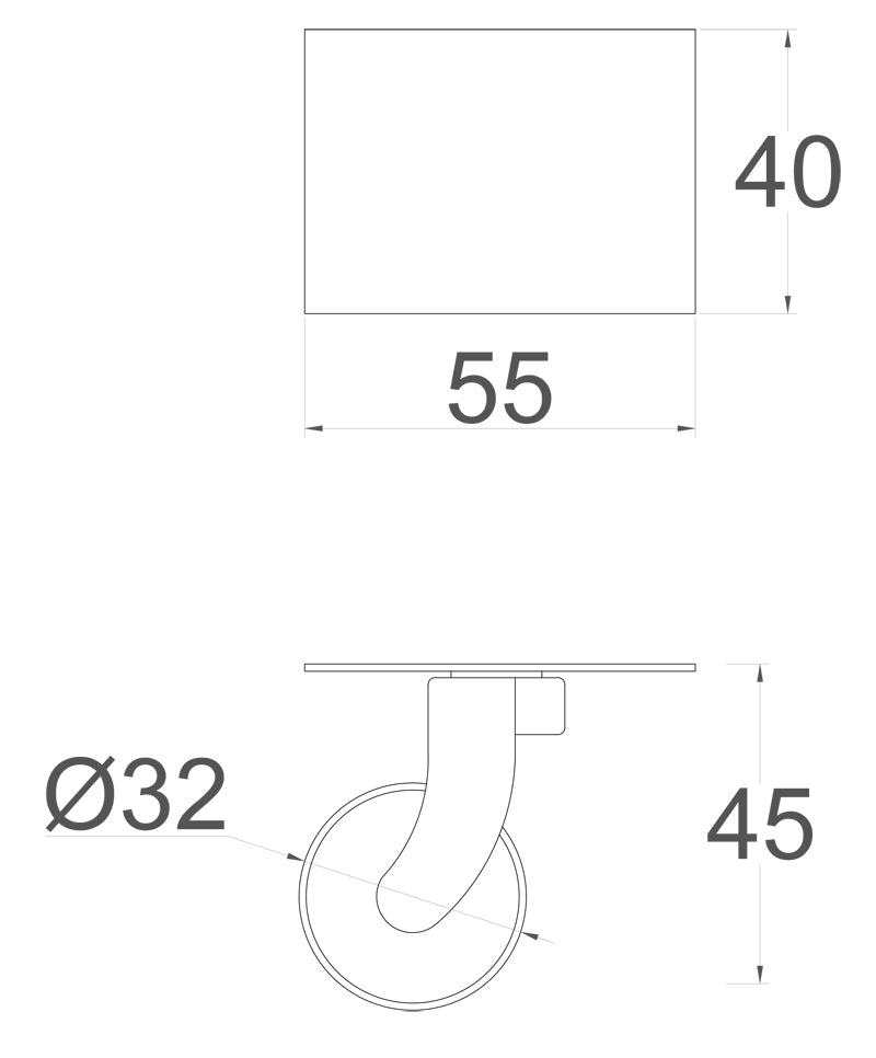 Brass Castor Universal Plate with White Ceramic Wheel