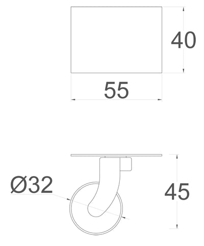 Brass Castor Universal Plate with White Ceramic Wheel